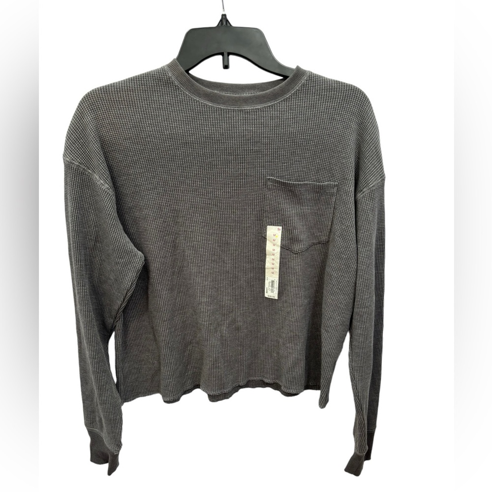 SO Women’s Gray Long Sleeve Thermal‎ Pocket Tee Shirt Size Medium
